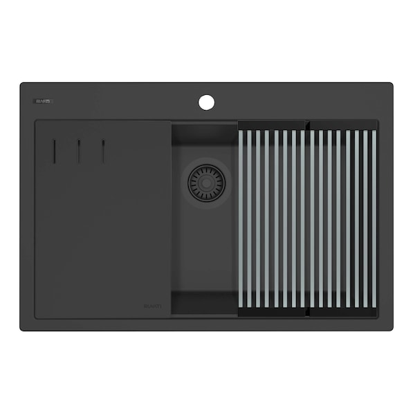 Ruvati 33-inch Granite Composite Workstation Matte Black Drop-in Topmount Kitchen Sink RVG1306BK - main